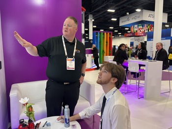 Brock Herring at BEA Expo in a vendor demonstration.